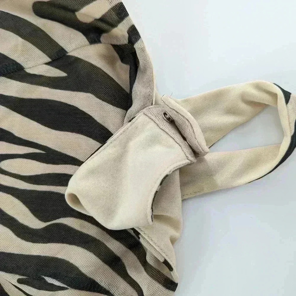 Bar III Bodysuit Womens size XXSmall Beige Black Zebra Print Mesh Lined New - Picture 3 of 8
